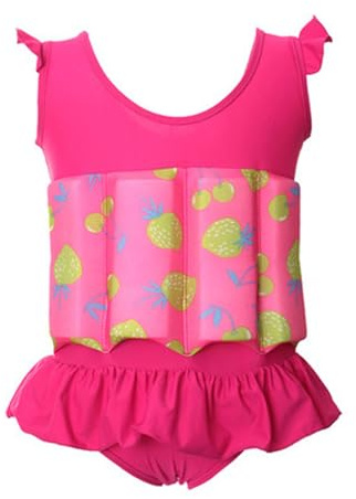 2026 Costume da bagno da bambina con aiuto per il nuoto rimovibile, costume da allenamento per bambini da 2 a 6 anni, rosa intenso, 7-8 Anni