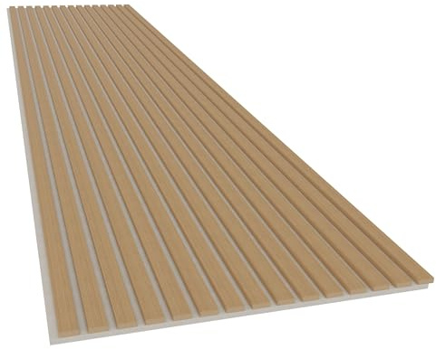 Akustikpaneele 2700x600 mm Schallabsorber Wandpanel, Akustikplatte 1 Stück | Für großflächige Wandverkleidung und bessere Raumakustik, 2700x600 mm, Bright Teak, 1 Stück, Holzfurnier