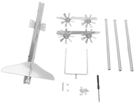 Silver Metal Airplane Windmill, Outdoor Aircraft Wind Spinner Decor with 4 Rotating Blades, Rust - Garden Yard Decoration for Fence Patio or Pillar