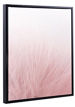 Bildershop-24 Schattenfugenrahmen Set Lemgo Schwarz (Hochglanz) mit Keilrahmen Leinwand Bild Druck Motiv: Feder Rosa 2 70x100cm