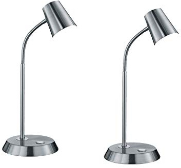2er SET dimmbare Schreibtischleuchten mit Flexarm, Metall Silber Höhe 38cm