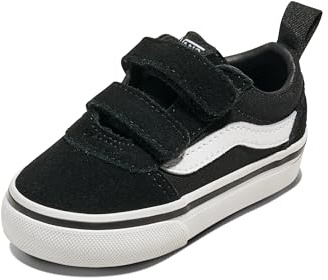 Vans Ward V-Velcro Suede, Baskets Mixte Enfant -Noir ((Suede/Canvas) Black/White) - 24 EU