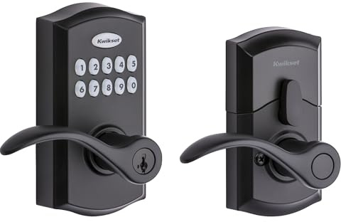 Kwikset SmartCode 955 Keypad Electronic Lever Door Lock Deadbolt Alternative with Pembroke Door Handle Lever Featuring SmartKey Security in Iron Black, Large