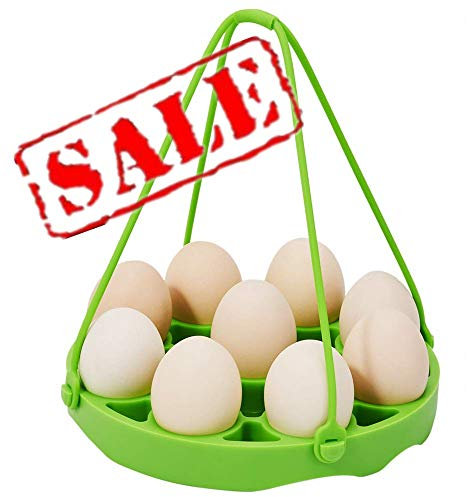 KeepingcooX® Silicone Egg Rack Stand with Handles, Compatible wit Instant Pot 6,8 Qt, Steamer Basket Insert, Heat Resistant for Pressure Cooker, Holds Up to 9 Eggs, Egg Separator Gift, 19 cm
