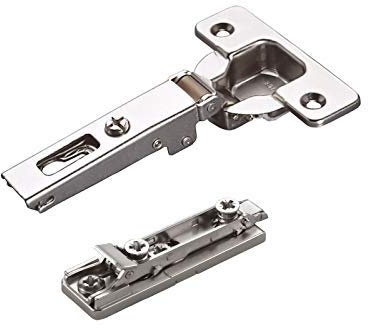 2 x Salice Topfband 110° Serie 200 Bohrbild T45 Eckanschlag | inkl. Linear-Montageplatte Höhe 3 mm mit vormontierten Euroschrauben und Exzenterverstellung Schrankscharnier von SOTECH