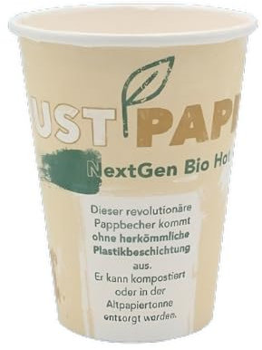 PLA Kaffeebecher braun | 50 Stück Pappbecher 400 ml 16 oz | kompostierbar und biologisch abbaubare Einweg Trinkbecher | Kaffee to Go Becher aus Karton | Einweg Geschirr für Kalt und Heißgetränk