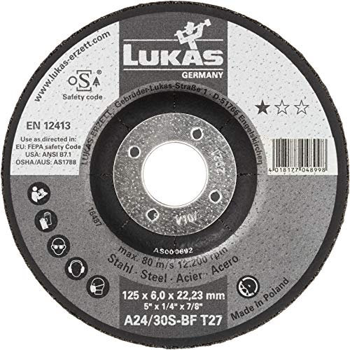 LUKAS Schruppscheibe T27 für Stahl 125x4 mm gekröpft | für Winkelschleifer | A24/30S-BF