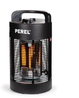 Perel Riscaldatore da terrazza mobile 700W carbonio, 2 livelli di calore, IP34 impermeabile, oscillazione 120°–360°, protezione antiribaltamento, riscaldatore esterno portatile e riscaldamento interno