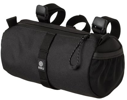 AGU Lenkertasche Roll Bag, 1,5L Fahrradtasche Lenker Vorne für Bikepacking, Wasserabweisend, Reflektierend, Einfache Montage, 100% Recyceltes Polyester - Schwarz