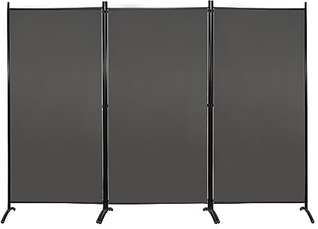 MAYOLIAH Partition Room Dividers 3 Panel Folding Privacy Screens 6 Ft Tall Portable Office Walls Dividers for Room Separator 102x20x71, Grey
