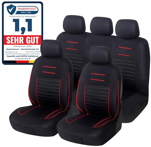 upgrade4cars Housse de Siege Voiture Universelle Noir Rouge | Ensemble de Housses Siège Auto Universel | Couvre Sieges pour Avant et Arrière
