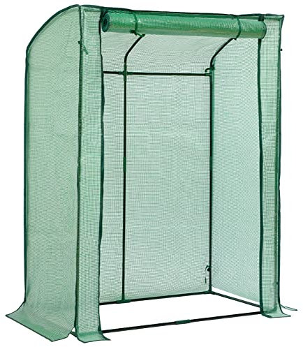 LARMNEE Tomatengewächshaus, Gewächshaus klein, Foliengewächshaus, Tomatenhaus Stabil, 128 x 70 x 170 cm, mit PE Gitterfolie und Aufrollbaren Türen, Frühbeet, Gemüse, Garten, Balkon, Grün EGN71GH02