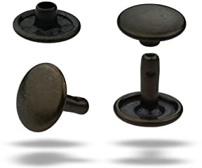 IstaTools Remaches huecos para cuero, doble capuchón de latón, remaches inoxidables para bolsos cinturones de tela (13 x 11 mm, latón envejecido, 50)
