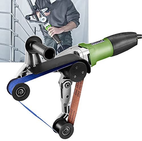 Tube Belt Sander, 800W Electric Stainless Steel Pipe Polisher, Handheld Pipe Polishing Finishing Belt Sander, 270°Grinding Round Pipe Polishing, 6 Speed Control