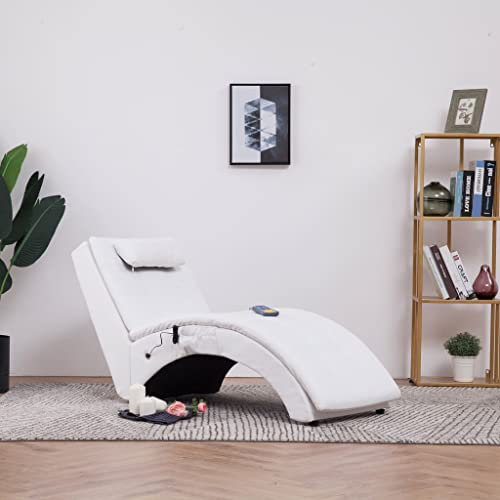 INLIFE Massage Chaiselongue mit Kissen Weiß Kunstleder-1345