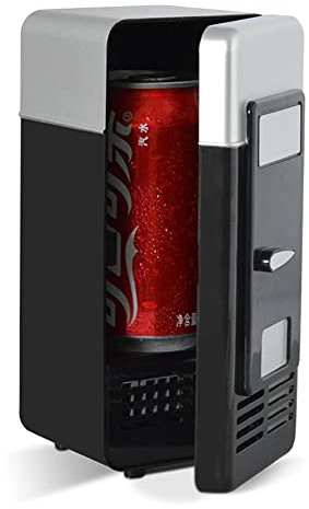 Cuifati Mini Frigo USB, Frigoriferi per Bevande Frigo USB Desktop Lattine per Bevande Dispositivo di Raffreddamento/Riscaldatore, Frigoriferi Mini per Laptop PC Auto(Nero)