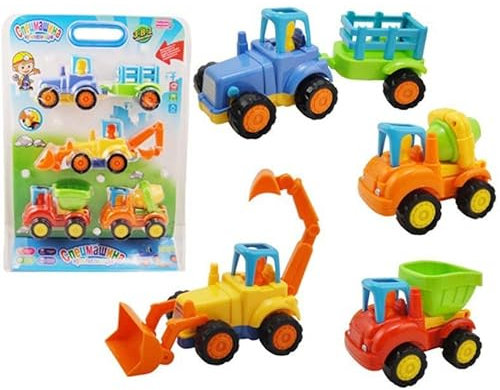 AidSci Bagger Spielzeug ab 1 Jahr Junge, 4 Stück Reibungsgetriebenes Baufahrzeuge Sandkasten Spielzeug Kinderspielzeug ab 1 Jahr, Spielzeug ab 1 2 3 Junge, Spielzeug Engineering Bagger Set