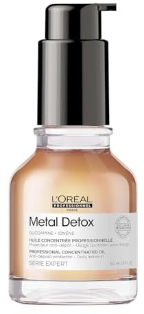 L’Oréal Professionnel Metal Detox Concentrated Hair Oil 50ml, prevent breakage & colour fade from hard water, For Shiny Hair, Heat Protection & Anti-humidity & Anti- Frizz