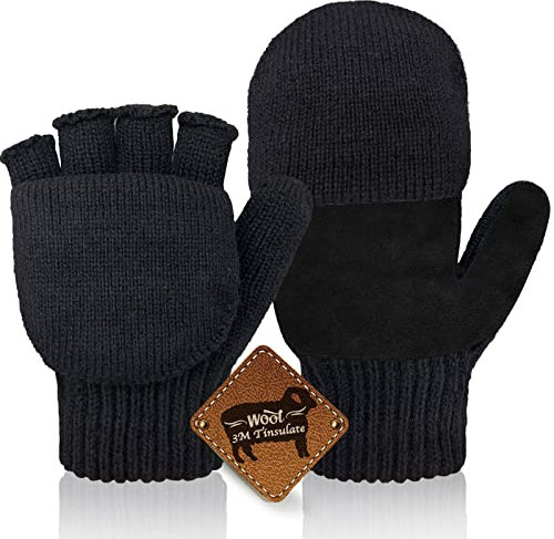 Migliore Wear Winterhandschuhe Herren Damen, Fleece Fingerhandschuhe, Rutschfester Griff & Touchscreen Thermohandschuhe, Warme Wollhandschuhe Fingerlose für Radfahren Angeln