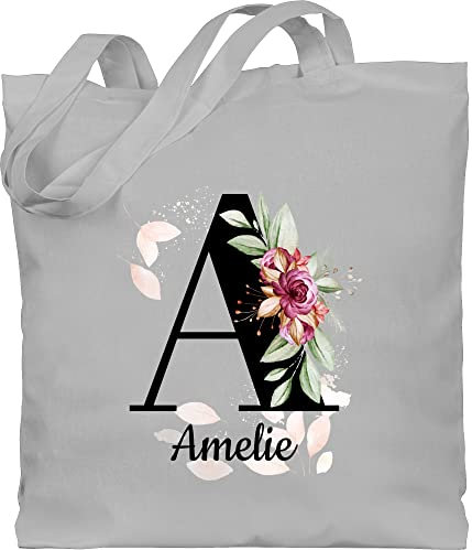 Baumwolltasche - Buchstabe anpassbar mit Name I Geschenk Initialen - Unisize - Hellgrau - personalisierte tasche namens geschenke buchstaben a beutel personalisierter jutebeutel