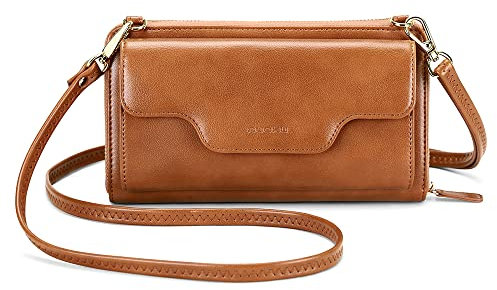 nuoku Umhängetasche Damen Klein, Tasche Damen Umhängetasche, Crossbody Bag Damen Leder mit Kreditkartenhalter