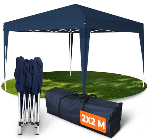 Kronenburg Gazebo Pieghevole 2x2m Impermeabile con Protezione UV 50+, Padiglione Rapido da Giardino, Incluso Borsa e Picchetti, Struttura Robusta, Altezza Regolabile, Blu