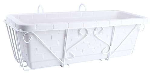 DELURA Iron Boxes Outdoor Shelf Basket 1 Set Fence Flower Pot Metal Bucket Flower Pots Fence Bucket Plactic for Garden Fence Lawn White Window Box Plastic Hangers Plastic Hangers Planter/224