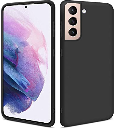 HSP Hülle für Samsung Galaxy S21 5G, Silikon Handyhülle, Dünn Case, Schwarz | Kameraschutz, matt, passgenaue Aussparungen, erhöhte Ränder, Handy Schutzhülle, Silikonhülle, Phone Cover, Silicone