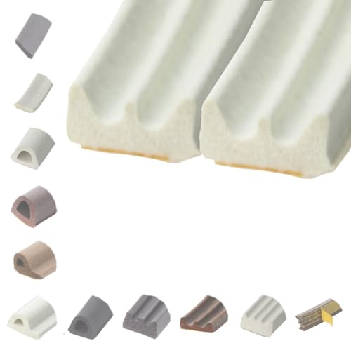 BRESKO 6-100 m Fensterdichtung Selbstklebend Dichtung Gummidichtung Epdm Türdichtung Dichtband Gummi Fenster Profil Abdichtung Dichtungsprofil (E - 9x4 mm - weiß, 2 x 10 m (20 m))
