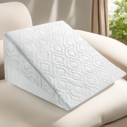 A ATH COLLECTION Bed Wedge Pillow Orthopedic Elevated Support Cushion for Back, Leg and Knee Prop Up - Helps with Acid Reflux - Made in Foam with Removable and Washable Cover (20 X 18 X 11)