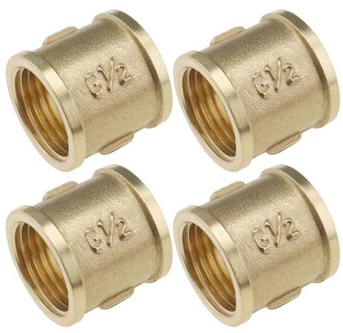 EMSea 4 Piezas de Conector de Tubería de 1/2 Pulgada Conector Roscado de Latón Adecuado para Tuberías Radiadores Instalaciones Sanitarias Tuberías de Drenaje Tanques de Agua