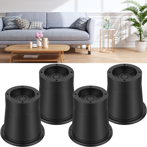 4Pcs Bed Risers 3 inch Non-Slip Heavy Duty Furniture Risers Sofa Riser Supports Up to 6000 lbs Bed Frame Riser Bed Lifts Riser Bed Raising Blocks for Sofa Table Desk Chair