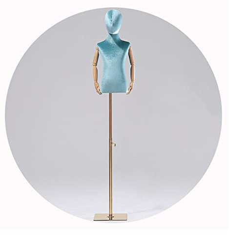 CCYENG Schaufensterpuppen-Torso, höhenverstellbares Ausstellungsregal für Kinderbekleidungsgeschäfte, Schaufensterpuppen-Arm aus Massivholz, goldene quadratische Basis