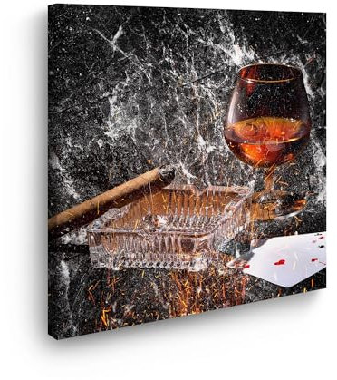 ARTEDinoi Lienzo cuadro moderno vaso de whisky decoración de pared Tamaño 80x80x2cm