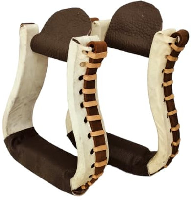 WEMBILS Leder-Steigbügel für Reiten, Westernsteigbügel, Pferdesattel, Rohleder, 1 Paar, überzogene Glocke, Reitfass Rennsteigbügel für Pferde (braun)