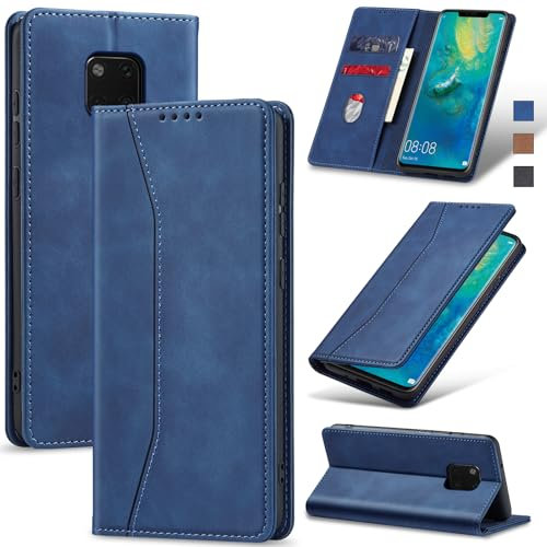 Jasonyu Funda para Huawei Mate 20 Pro,Cuero PU Carcasa,Tipo Libro Flip Case con Tarjetas y Cartera,Soporte Plegable,Cierre magnético,Capa (Azul)