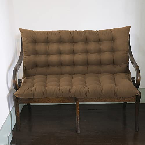 Outdoor-Bankkissen mit Rückenlehne, Schaukel, Liege, Sitzpolster für 2 oder 3 Personen, Holzsofa-Bank, Terrassenmöbel, Ersatzkissen für den Innen- und Außenbereich, Khaki, 150 x 100 x 8 cm