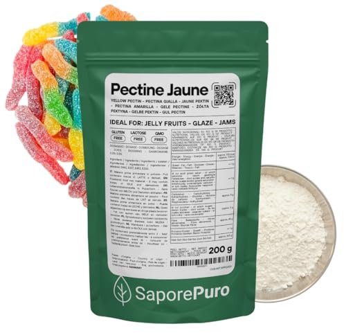 SaporePuro Pectina Jaune 200 g - Gelificante Naturale ad Alto Potere Addensante per Marmellate e Gelatine - SENZA GLUTINE