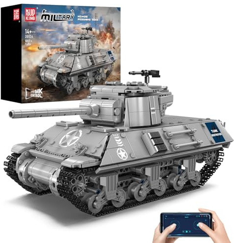 Mould King 20034 Technik Panzer Bausteine, 1057 Teile M26 Ferngesteuert Tank Konstruktionsspielzeug Militär Geschenks für Erwachsene Panzer Klemmbausteine Bauset