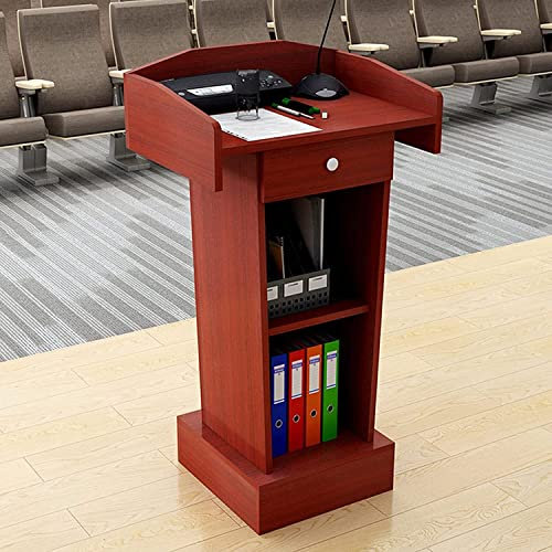 QUSYZD Rednerpult-Podiumständer, Rednerpult-Podiumständer, Rednerpult-Podiumständer, Stehendes bewegliches Rednerpult aus Holz mit Schublade und großem Stauraum Rednerpult,