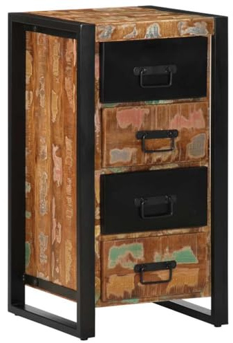 vidaXL Schubladenschrank Mehrfarbig 40x40x75 cm Altholz Massiv, Schubladenkommode, Aufbewahrungsschrank, Kommode, Kommode Schubladen, Lagerschrank