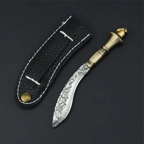 nyyuqi 1/6 Scale 3.74'' Metal Scimitar Machete Knife with Leather Holster for 12'' Action Figure Custom (Yellow Handle)