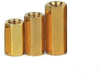 MIKFESPO 3pcs M10 Pitch 1.5mm Hex Copper Standoff Spacer Hexagon Brass Stud Nut Full Thread Female Screw Wire Rods Double Pass Length 10~100mm(75mm,M10x13mm)