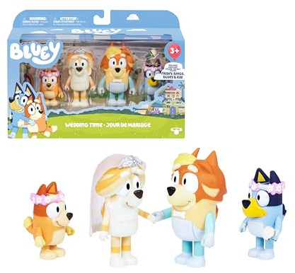 Bluey Pack 4 Figuras, Special Set, Figuras Articuladas Amigos Preparados para IR de Aventuras, Muñecos de la Serie Infantil, Juguetes Exclusivos, Famosa (BLYA0100)