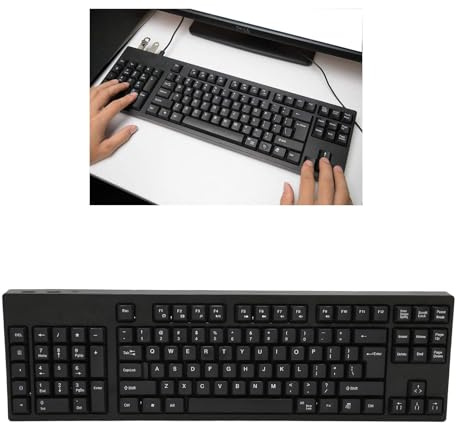 SustVita Ergonomic Left Handed Keyboard, 109 Keys USB Wired Keyboard with Numpad for Comfortable Typing in Home Office