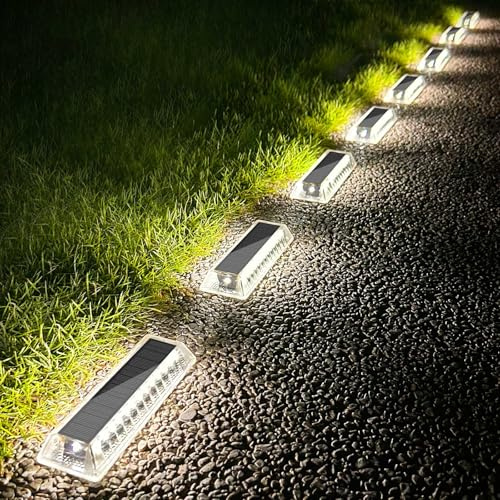 Lacasa Solar Lights Outdoor Garden, Solar Decking Lights 8 Pack, IP68 Waterproof 50LM LED Step Path Driveway Fence Ground Light Solar Powered for Garden Yard Patio Pathway Lighting, Cool White 6000K