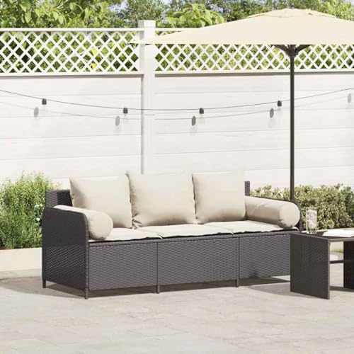 Festnight Balkon Sofa Rattan Sofa 3 Sitzer Balkonsofa Balkonmöbel Kleiner Balkon Balkon Couch Gartensofa Wetterfest Balkonlounge Gartenbank Wetterfest Lounge Sofa Outdoor Rattansofa