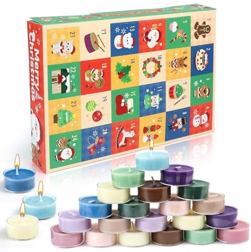 Calendario de Adviento Velas Perfumadas 2025, Juego de Regalos de Velas Perfumadas, Calendario de Cuenta Regresiva de Velas de 24 Días con 24 Velas Perfumadas, para Relajación, Fiesta, Boda, Yoga