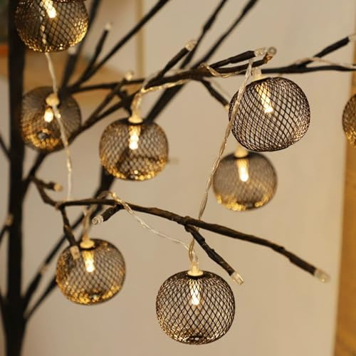 FANSU LED String Lights Indoor USB, Iron Ball Fairy String Lights USB Stringlights for Bedroom String Fairylights for Party Wedding Birthday Festival Outdoor Garden Balcony (Black,3 M/20 LED)