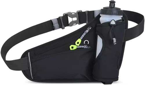 SIUSYACI Trinkgürtel für Herren und Damen, verstellbarer Riemen, Hüfttasche, geeignet zum Wandern, Laufen, Walken, Joggen, Camping (Flasche nicht im Lieferumfang enthalten), Schwarz, Umzug